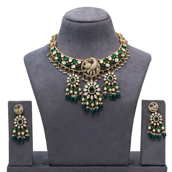 Gold-Plated_Elephant_Motif_Bridal_Necklace_Set_with_Ruby_and_Pearl_Accents_For_Women_&_Girls