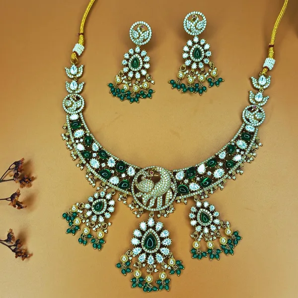 Gold-Plated_Elephant_Motif_Bridal_Necklace_Set_with_Ruby_and_Pearl_Accents_For_Women_&_Girls