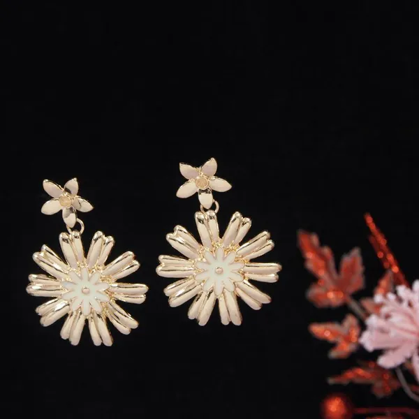 Gold_Plated_Floral_Drop_Earring-WER_3458_For_Women_&_Girls