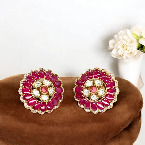 Gold-Plated_Floral_Stud_Earrings_with_Emerald_Green_and_Crys_For_Women_&_Girls