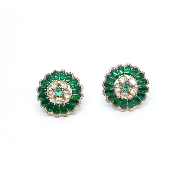 Gold-Plated_Floral_Stud_Earrings_with_Emerald_Green_and_Crys_For_Women_&_Girls