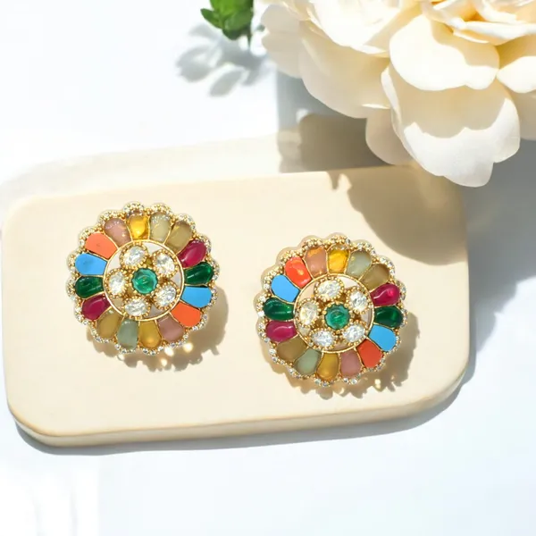 Gold-Plated_Floral_Stud_Earrings_with_Emerald_Green_and_Crys_For_Women_&_Girls