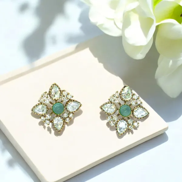 Gold-Plated_Floral_Stud_Earrings_with_Pink_and_Crystal_Accen_For_Women_&_Girls