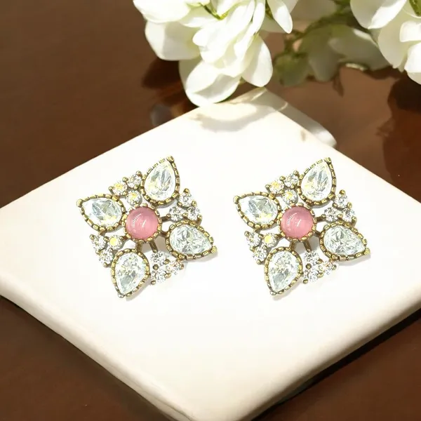 Gold-Plated_Floral_Stud_Earrings_with_Pink_and_Crystal_Accen_For_Women_&_Girls