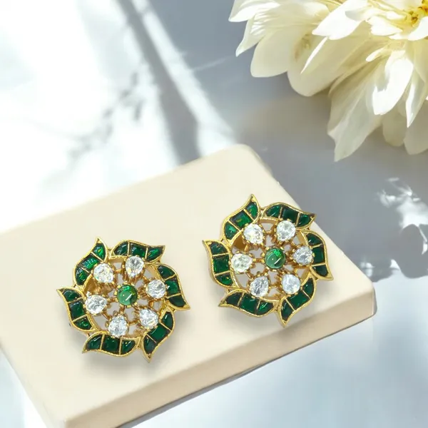 Gold-Plated_Floral_Stud_Earrings_with_Ruby_and_Emerald_Accen_For_Women_&_Girls