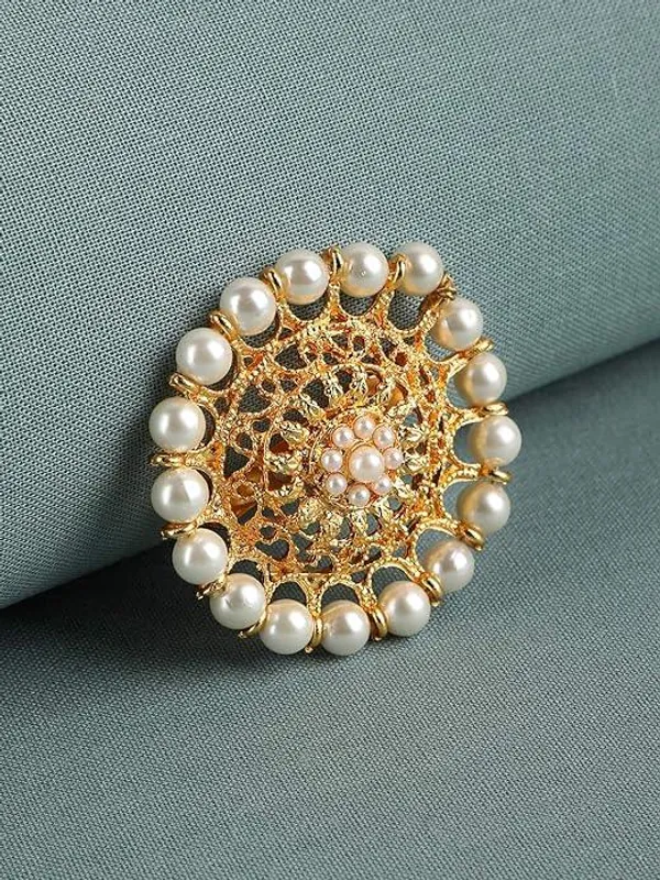 Gold-Plated_White_Pearl_Embellished_Swan-Shaped_Brooch_For_Women_&_Girls