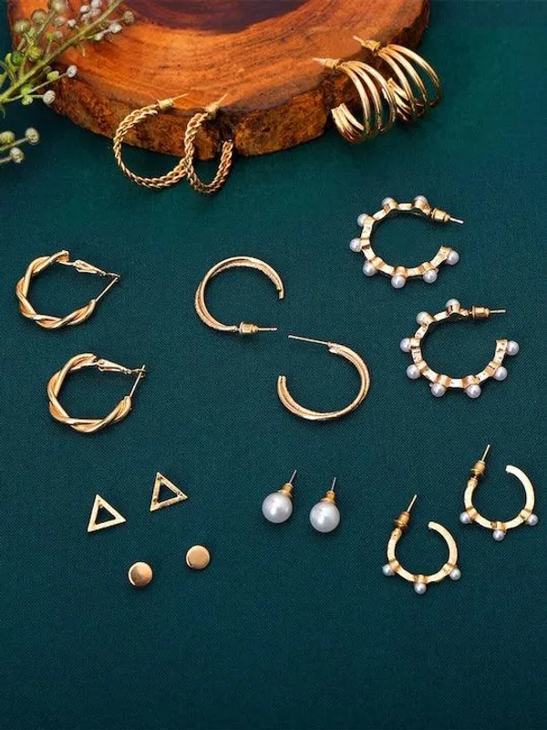 Gold_Plated_Geometric_Set_Of_9_Hoops_For_Women_&_Girls