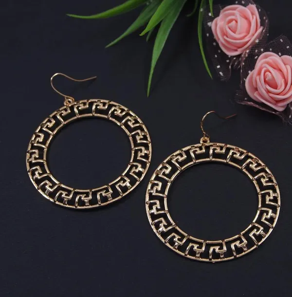 Gold_Plated_Greek_Design_Circle_Shape_Western_Earring-WER_3500_For_Women_&_Girls
