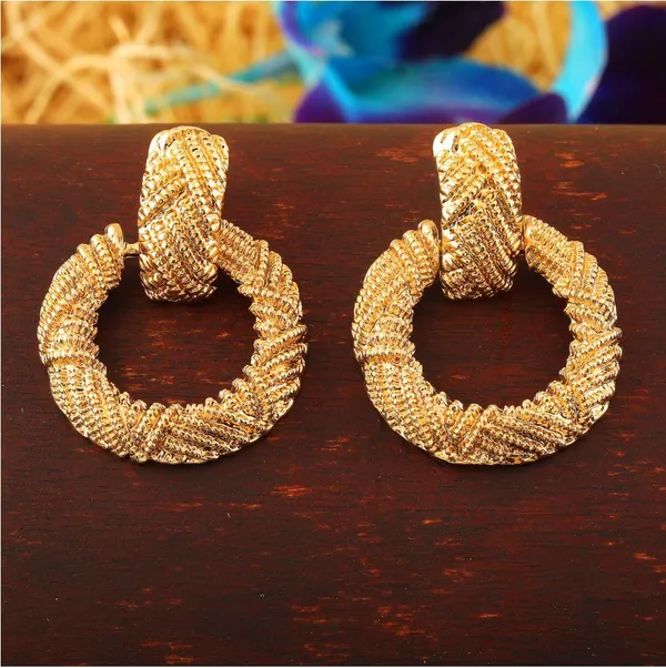 Gold_Plated_Hand_Crafted_Geometric_Drop_Earring-WER_543_For_Women_&_Girls