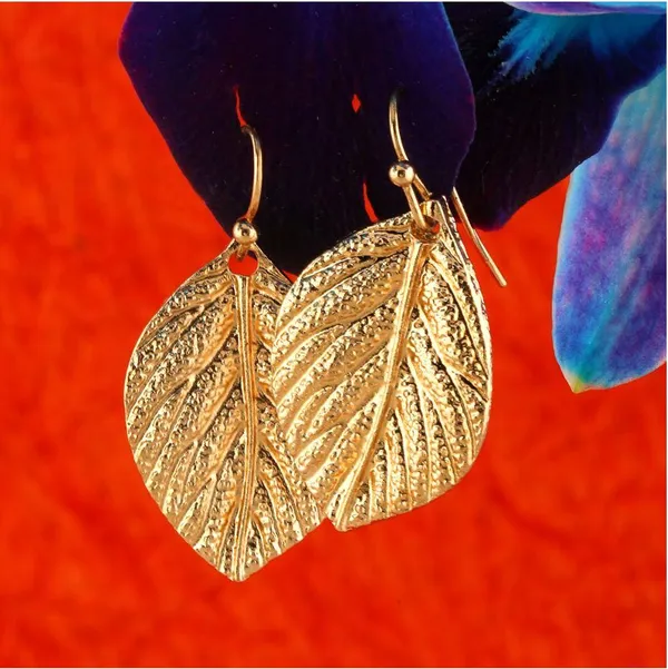 Gold_Plated_Hand_Crafted_Leaf_Shaped_Drop_Earring-WER_570_For_Women_&_Girls