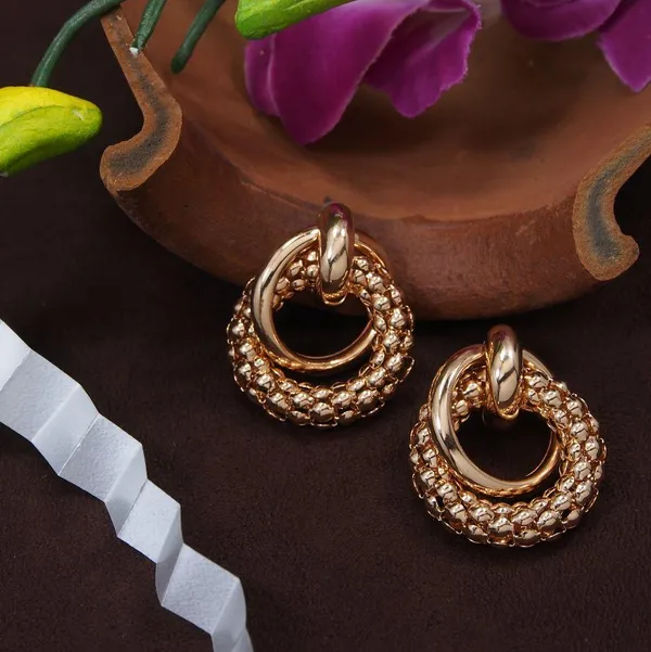 Gold_Plated_Interlocking_Circle_Western_Drop_Earring-WER_3298_For_Women_&_Girls