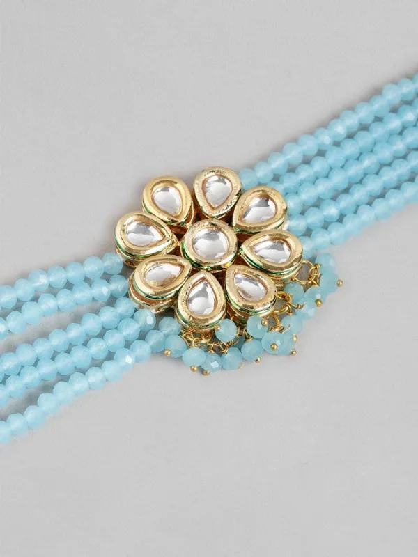 Gold-Plated_Kundan_&_Blue_Beaded_Choker_Necklace_Set_with_Matching_Earrings_For_Women_&_Girls