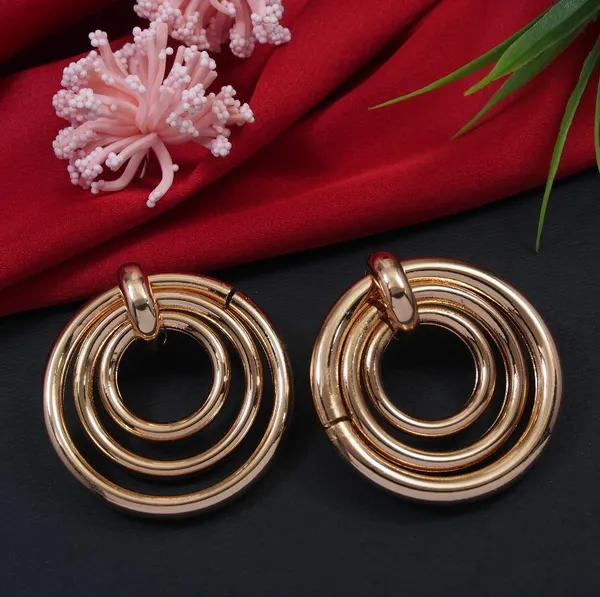 Gold_Plated_Layered_Circle_Western_Earring-WER_3528_For_Women_&_Girls
