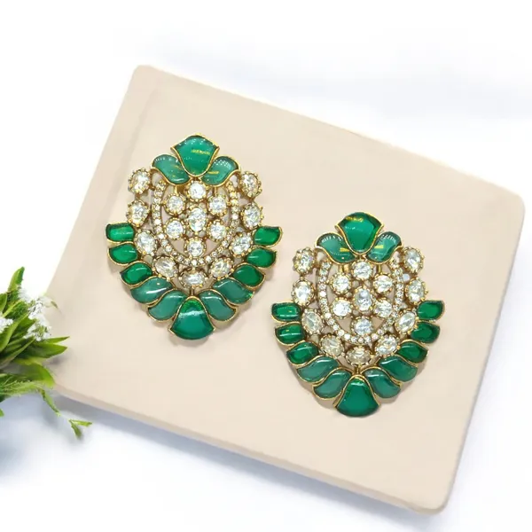 Gold-Plated_Leaf-Shaped_Earrings_with_Mint_Green_and_Crystal_For_Women_&_Girls