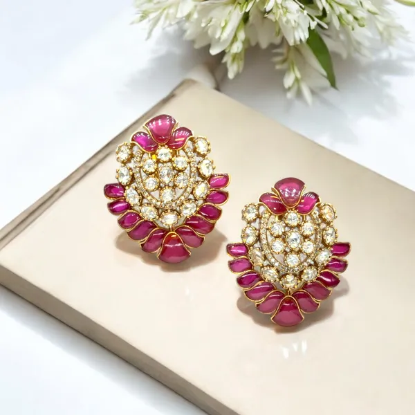 Gold-Plated_Leaf-Shaped_Earrings_with_Mint_Green_and_Crystal_For_Women_&_Girls