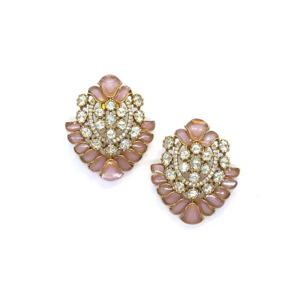 Gold-Plated_Leaf-Shaped_Earrings_with_Mint_Green_and_Crystal_For_Women_&_Girls