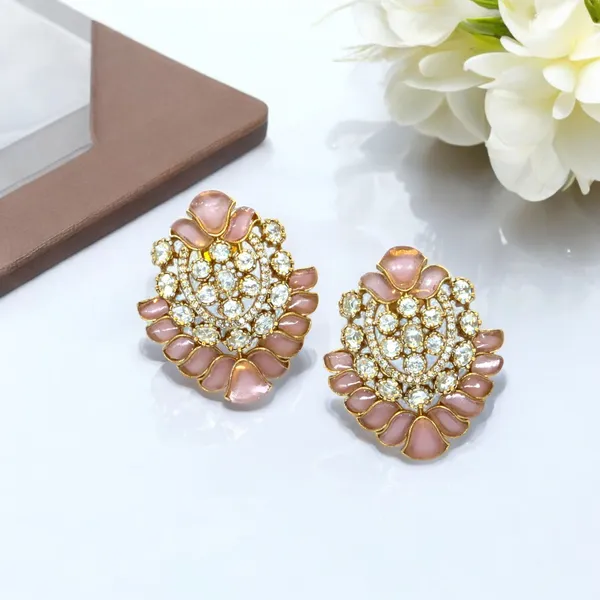 Gold-Plated_Leaf-Shaped_Earrings_with_Mint_Green_and_Crystal_For_Women_&_Girls