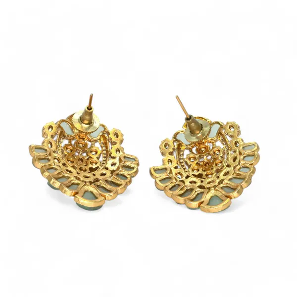 Gold-Plated_Leaf-Shaped_Earrings_with_Mint_Green_and_Crystal_For_Women_&_Girls