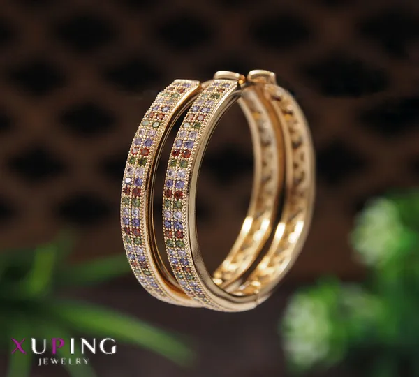 Gold_Plated_Multi_Coloured_Stone_Studded_Xuping_Hoops_Earring-_XPNGER_4396_For_Women_&_Girls