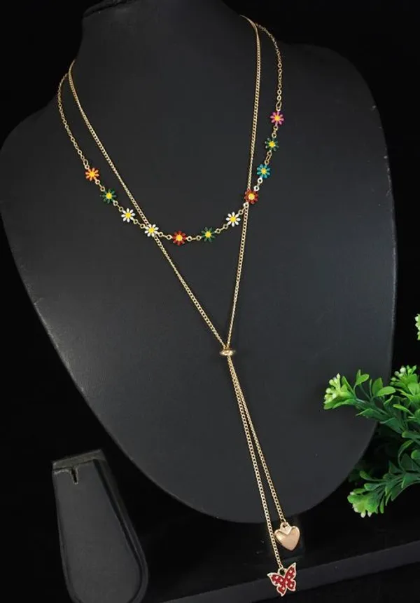 Gold_Plated_Multi_Layered_Butterfly_&_Heart_Adjustable_Necklace_-_MLNK_4803_For_Women_&_Girls