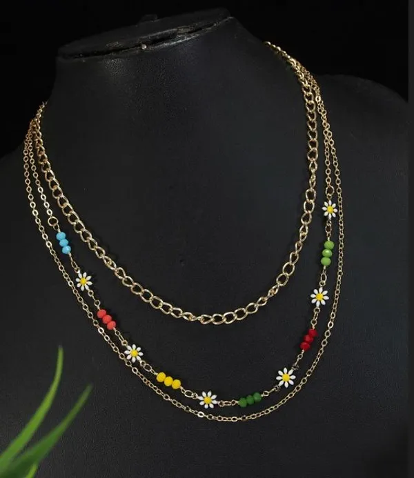 Gold_Plated_Multi_Layered_Colourful_Beads_Flower_Necklace_-MLNK_4801_For_Women_&_Girls
