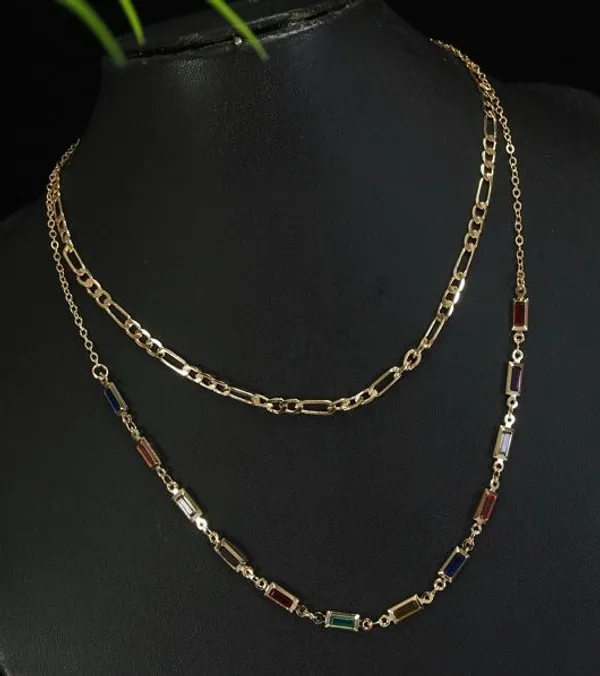 Gold_Plated_Multi_Layered_Colourful_Chain_Necklace_-_MLNK_4802_For_Women_&_Girls