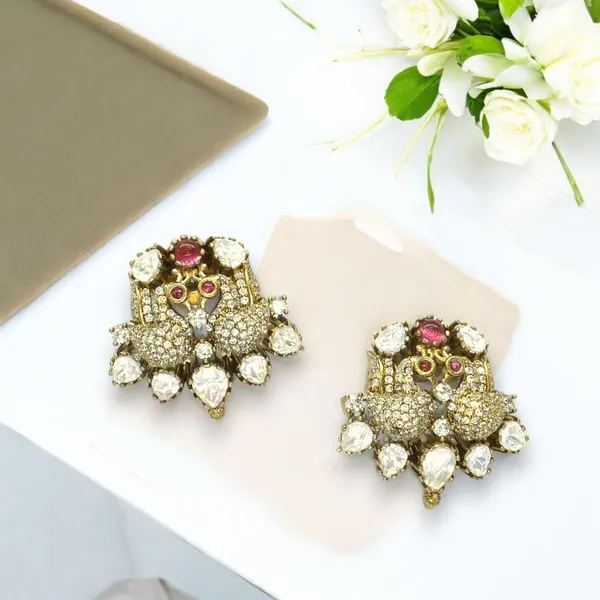 Gold-Plated_Owl_Design_Earrings_with_Crystal_and_Ruby_Accent_For_Women_&_Girls