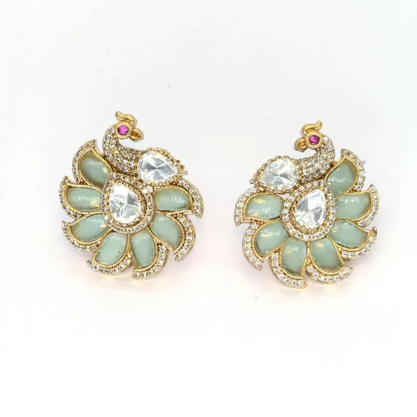 Gold-Plated_Peacock_Design_Earrings_with_Ruby_and_Crystal_Ac_For_Women_&_Girls