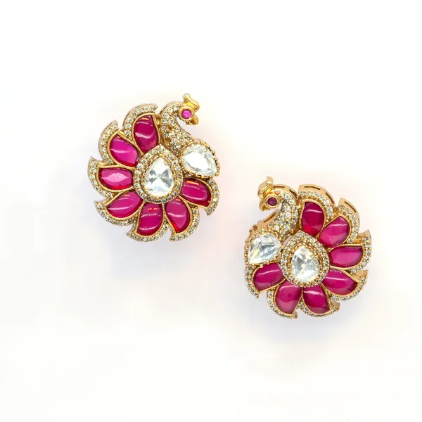 Gold-Plated_Peacock_Design_Earrings_with_Ruby_and_Crystal_Ac_For_Women_&_Girls