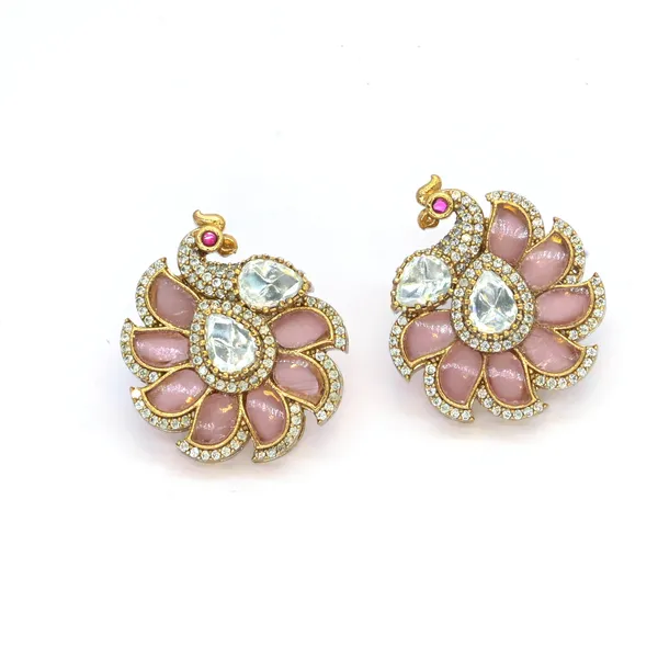 Gold-Plated_Peacock_Design_Earrings_with_Ruby_and_Crystal_Ac_For_Women_&_Girls