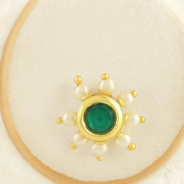 Gold-Plated_Pearl_and_Green_Stone_Nose_Pin_For_Women_&_Girls