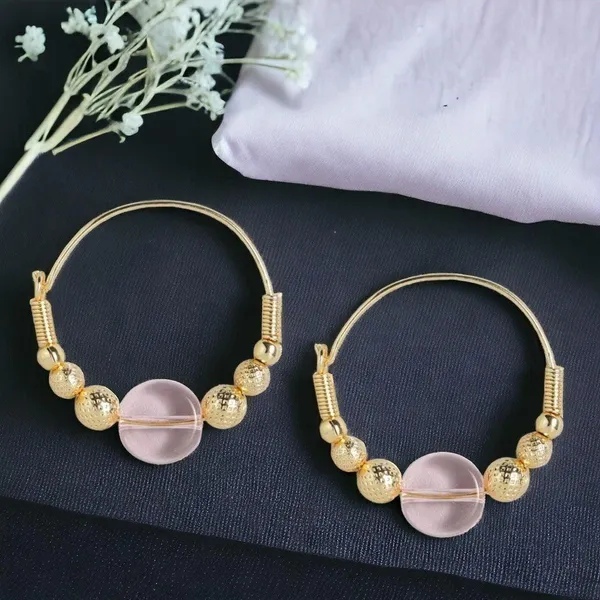 Gold_-_Plated_Pink_Hoop_Earrings_For_Women_&_Girls