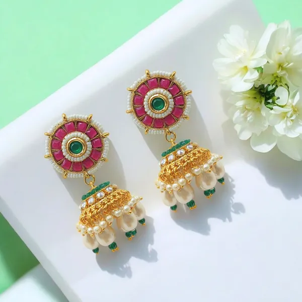 Gold_Plated_Red_Ruby_and_Kundan_Embellished_Traditional_Jhumki_For_Women_&_Girls