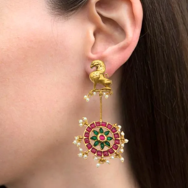 Gold_Plated_Red_Ruby_&_Emerald_Green_Stones_Studded_Antique_For_Women_&_Girls
