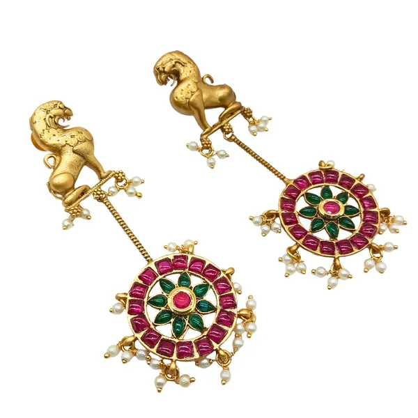 Gold_Plated_Red_Ruby_&_Emerald_Green_Stones_Studded_Antique_For_Women_&_Girls