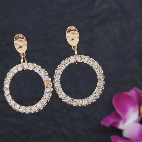 Gold_Plated_Round_Drop_Earring-WER_3403_For_Women_&_Girls