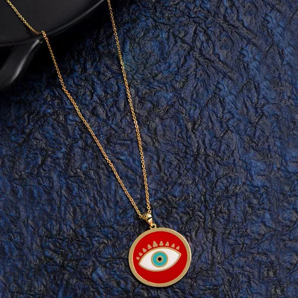 Gold_Plated_Round_Shaped_Red_Enamel_Evil_Eye_Pendant_Protect_For_Women_&_Girls