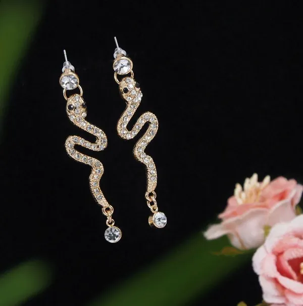 Gold_Plated_Snake_Design_Western_Earring-_WER_3383_For_Women_&_Girls