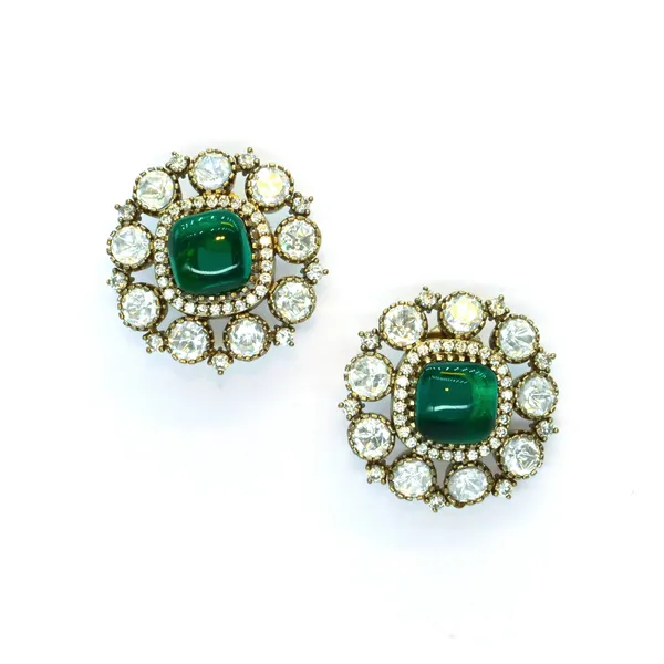 Gold-Plated_Stud_Earrings_with_Purple_Stone_and_Crystal_Halo_For_Women_&_Girls