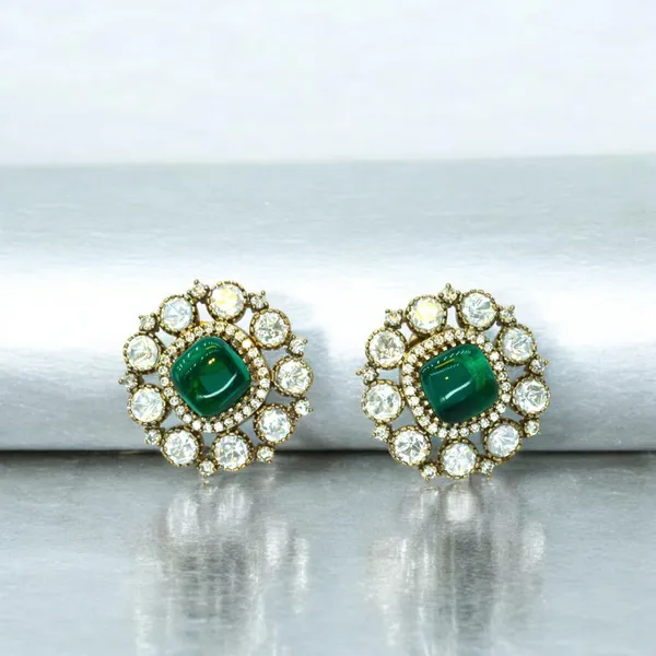Gold-Plated_Stud_Earrings_with_Purple_Stone_and_Crystal_Halo_For_Women_&_Girls