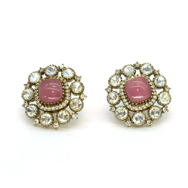 Gold-Plated_Stud_Earrings_with_Purple_Stone_and_Crystal_Halo_For_Women_&_Girls