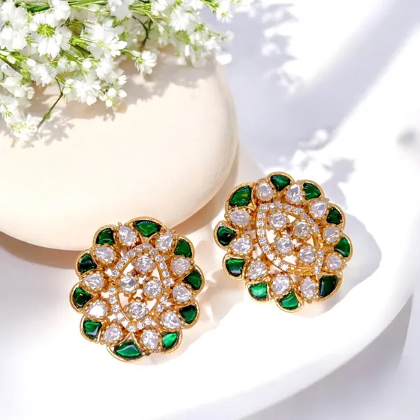 Gold-Plated_Teardrop_Stud_Earrings_with_Ruby_and_Crystal_Acc_For_Women_&_Girls