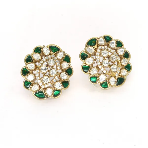 Gold-Plated_Teardrop_Stud_Earrings_with_Ruby_and_Crystal_Acc_For_Women_&_Girls