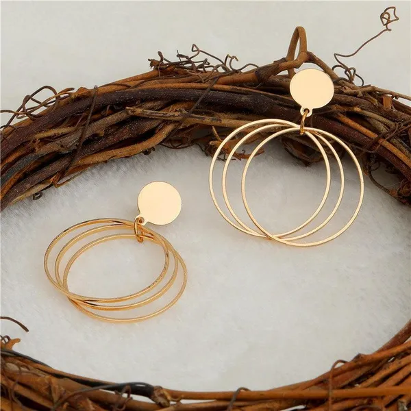Gold_Plated_Three_Geometrical_Ring_Shape_Drop_Earring-_WER29_For_Women_&_Girls