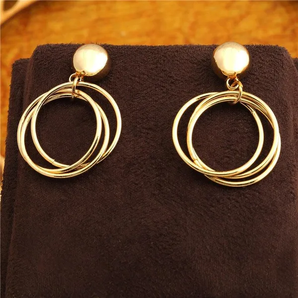 Gold_Plated_Three_Geometrical_Ring_Shape_Drop_Earring-_WER95_For_Women_&_Girls
