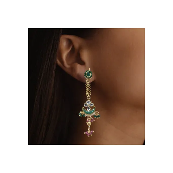 Gold_Plated_Traditional_Kundan_and_Emerald_Green_Stones_Stud_For_Women_&_Girls