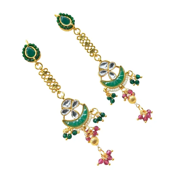 Gold_Plated_Traditional_Kundan_and_Emerald_Green_Stones_Stud_For_Women_&_Girls