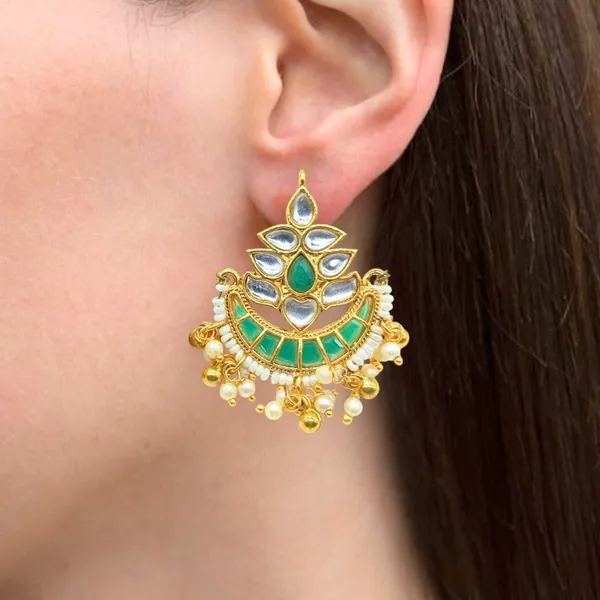 Gold_Plated_Traditional_Kundan_and_Emerald_Green_Stones_Stud_For_Women_&_Girls