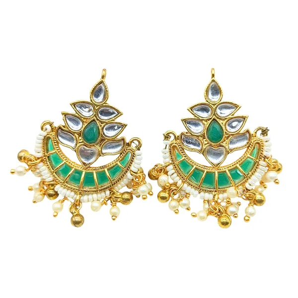 Gold_Plated_Traditional_Kundan_and_Emerald_Green_Stones_Stud_For_Women_&_Girls