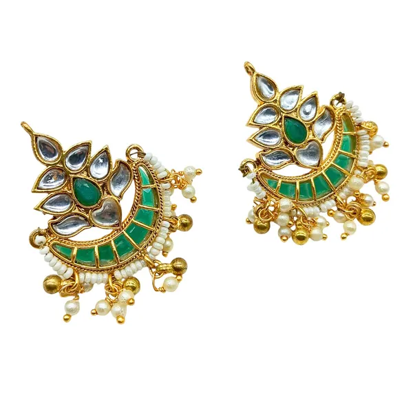 Gold_Plated_Traditional_Kundan_and_Emerald_Green_Stones_Stud_For_Women_&_Girls